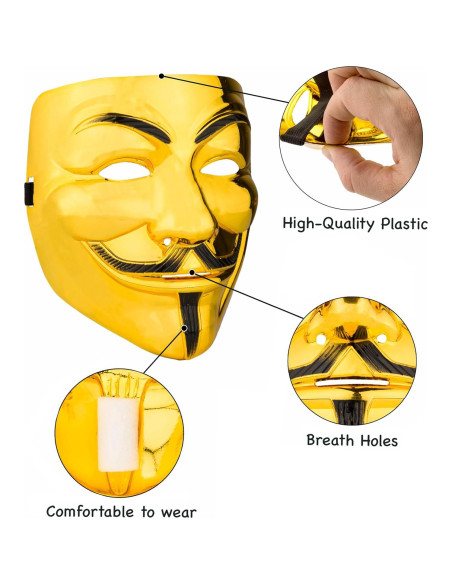 Máscara de Guy Fawkes Dorada Diximus para Halloween Máscara de Guy Fawkes Dorada Diximus para Halloween