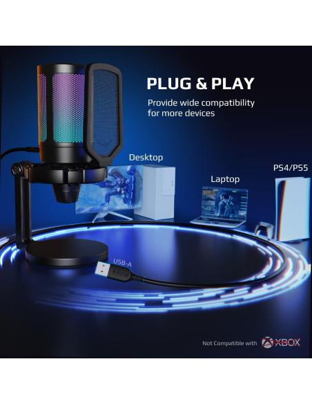 Micrófono USB FIFINE A6NEO para PC y PS5, RGB, 0.6 kg Micrófono USB FIFINE A6NEO para PC y PS5, RGB, 0.6 kg