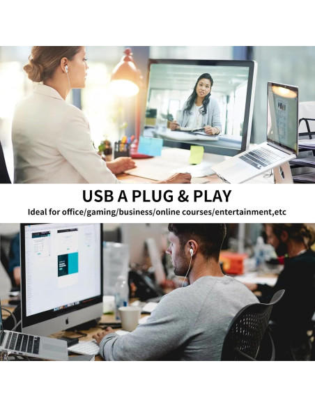 Auriculares USB AIAUXAI con Micrófono y Control de Audio Blanco Auriculares USB AIAUXAI con Micrófono y Control de Audio Blanco