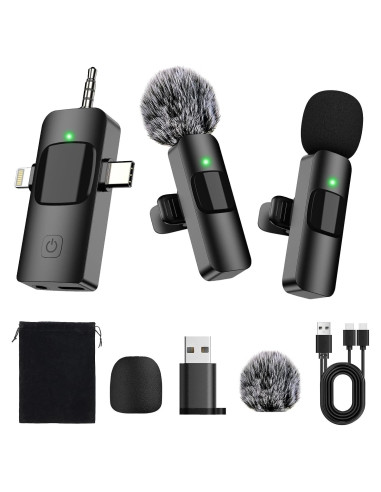 Micrófono Lavalier Inalámbrico EVXVE Mini 4 en 1 USB-C