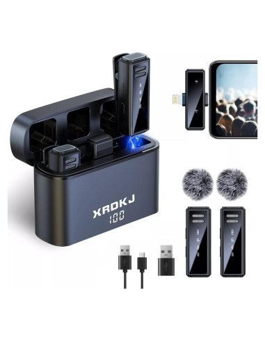 Micrófono Lavalier Inalámbrico XRDKJ con Estuche de Carga 600mAh