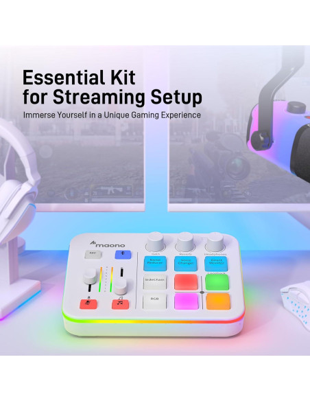Micrófono Dinámico MAONO XLR/USB con Mezclador y Efectos RGB Micrófono Dinámico MAONO XLR/USB con Mezclador y Efectos RGB