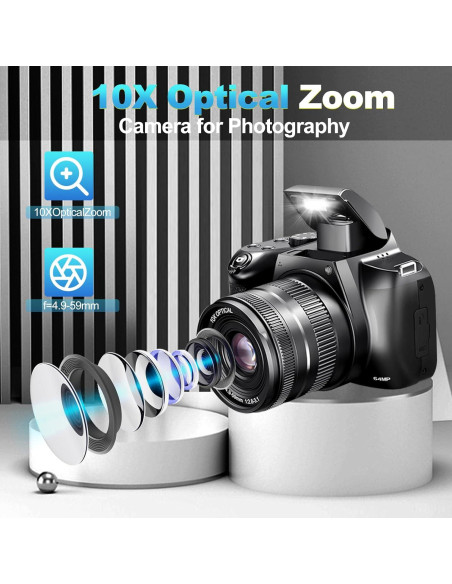 Cámara Digital 4K OIEXI con Zoom Óptico 10X y WiFi Cámara Digital 4K OIEXI con Zoom Óptico 10X y WiFi