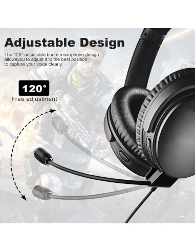 Cable de Audio con Micrófono Boom Desmontable Toeasor para Bose QC35