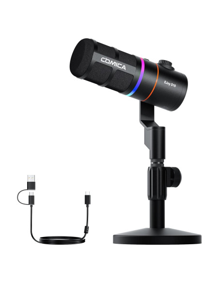Micrófono Gaming USB Comica EJoy D10 Dinámico RGB 1.15kg Micrófono Gaming USB Comica EJoy D10 Dinámico RGB 1.15kg