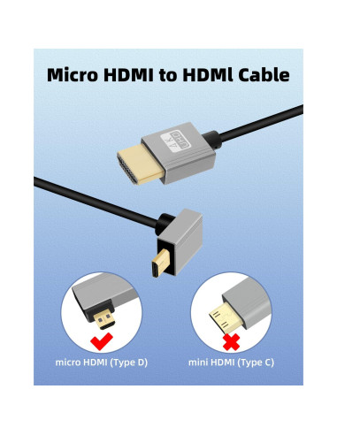 Cable Micro HDMI a HDMI GELRHONR 4K 0.30-0.91m 18Gbps