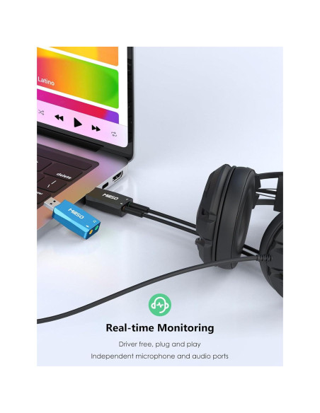 Adaptador USB a 3.5mm MillSO - Tarjeta de Sonido Externa Adaptador USB a 3.5mm MillSO - Tarjeta de Sonido Externa