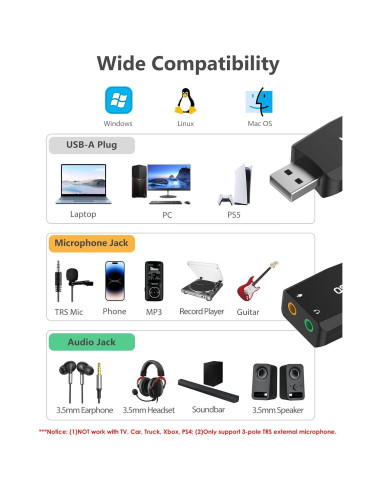 Adaptador USB a 3.5mm MillSO - Tarjeta de Sonido Externa
