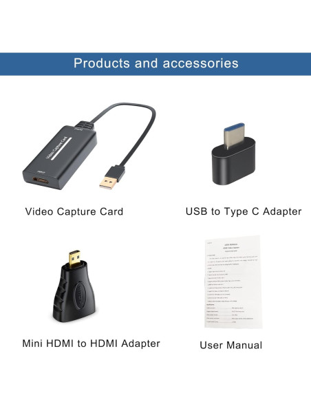 Tarjeta de Captura de Video HDMI Tohilkel 4K USB para Juegos Tarjeta de Captura de Video HDMI Tohilkel 4K USB para Juegos