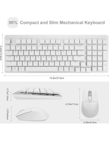Teclado Mecánico Inalámbrico LeadsaiL FA98 Plata 96% 2.4GHz