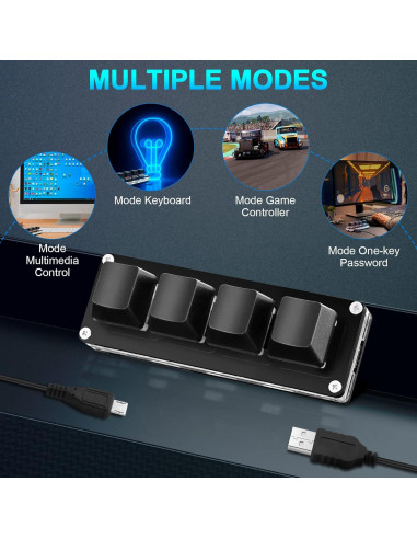 Teclado Mecánico Gaming Ecarke Mini 4 Teclas USB-C RGB