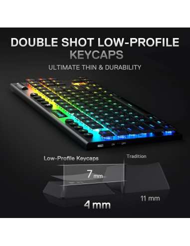 Teclado Mecánico Inalámbrico Redragon K621 TKL RGB Negro