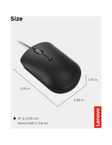 Ratón con cable Lenovo 400 USB-C compacto negro Ratón con cable Lenovo 400 USB-C compacto negro