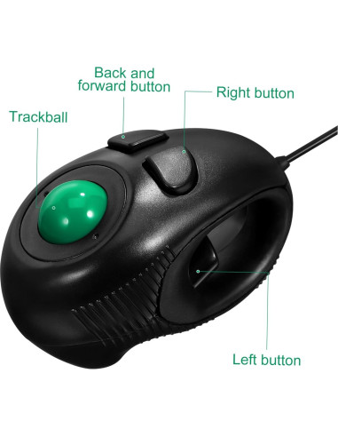Mouse Trackball Ergonómico con Cable Mobestech 2pcs USB