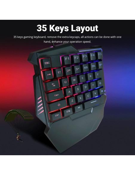 Teclado Gaming Ergonómico Yunseity G7 35 Teclas RGB USB Teclado Gaming Ergonómico Yunseity G7 35 Teclas RGB USB