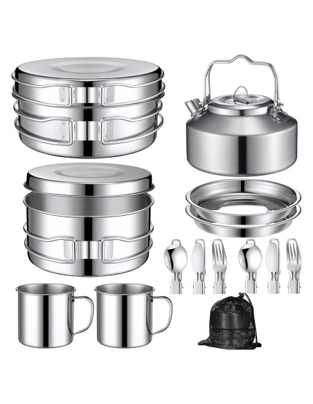 Kit de Cocina para Camping Funnymoom 15 Piezas Acero Inoxidable Kit de Cocina para Camping Funnymoom 15 Piezas Acero Inoxidable