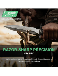 Cuchillo de Hoja Fija FUSIONKEI Damasco 30.5cm con Funda 2