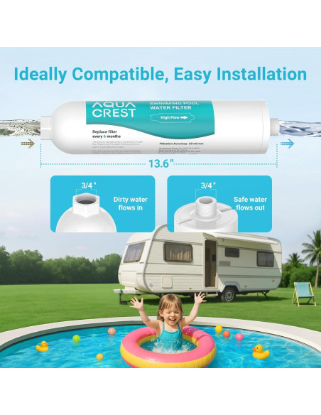 Filtro de Agua AQUA CREST AQU-PLB para RV y Piscina 8000 Gal Filtro de Agua AQUA CREST AQU-PLB para RV y Piscina 8000 Gal