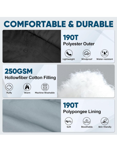 Saco de Dormir PTEROMY 220 cm Resistente al Agua para Adultos