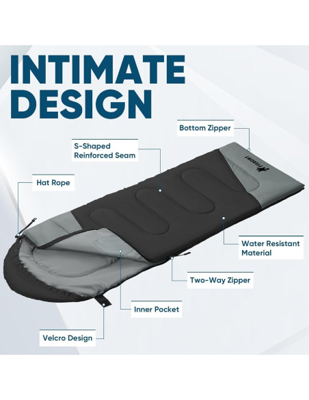 Saco de Dormir PTEROMY 220 cm Resistente al Agua para Adultos Saco de Dormir PTEROMY 220 cm Resistente al Agua para Adultos