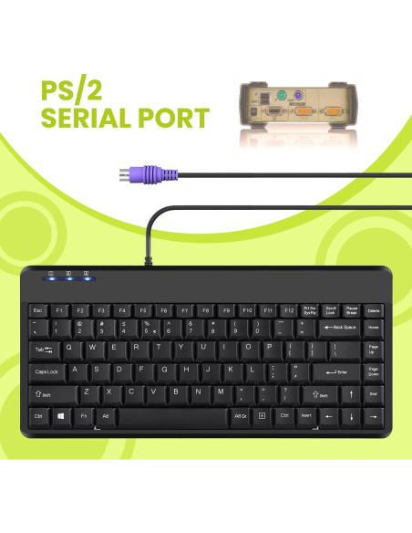Teclado Mini Perixx PERIBOARD-409P PS2 Negro 31.1x14.5cm Teclado Mini Perixx PERIBOARD-409P PS2 Negro 31.1x14.5cm