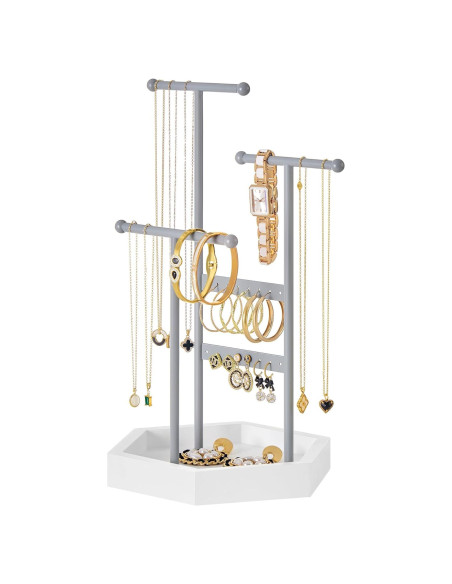 Soporte de Joyería SONGMICS 3 Niveles Metal Gris y Blanco Soporte de Joyería SONGMICS 3 Niveles Metal Gris y Blanco