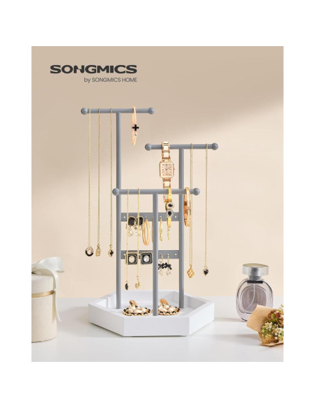 Soporte de Joyería SONGMICS 3 Niveles Metal Gris y Blanco Soporte de Joyería SONGMICS 3 Niveles Metal Gris y Blanco