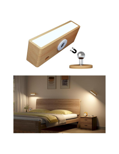 Aplique de Pared a Batería DetarZinLED Madera de Haya 1Pack