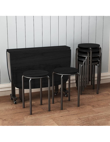 Juego de 4 Taburetes Apilables Rukulin Negro 45.72 cm Altura