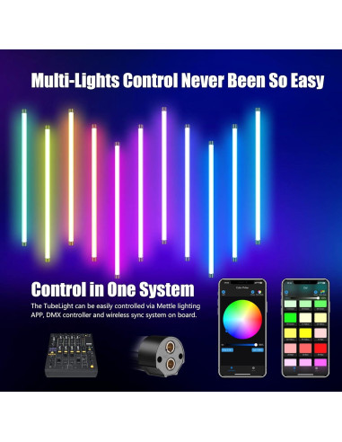 Kit de Luz LED RGB Mettlelite TLX2 2 Tubos 2800K-8000K