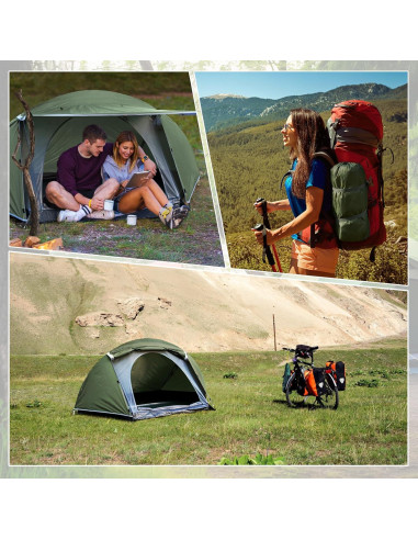 Tienda de Camping Forceatt para 1 Persona, 3 Temporadas, Verde