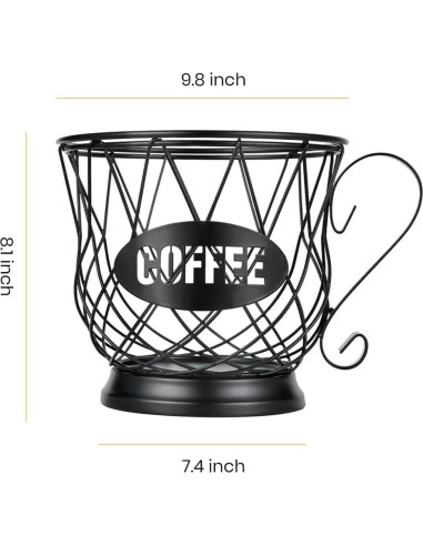 Soporte para cápsulas de café TreeLen, organizador grande 40 K Cups - Negro