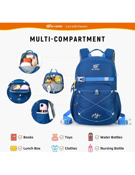 Mochila SKYSPER 15L para Niños - Diseño Ergonómico Azul Mochila SKYSPER 15L para Niños - Diseño Ergonómico Azul