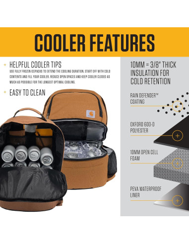 Mochila Enfriadora Carhartt 24 Latas Aislada Resistente Agua
