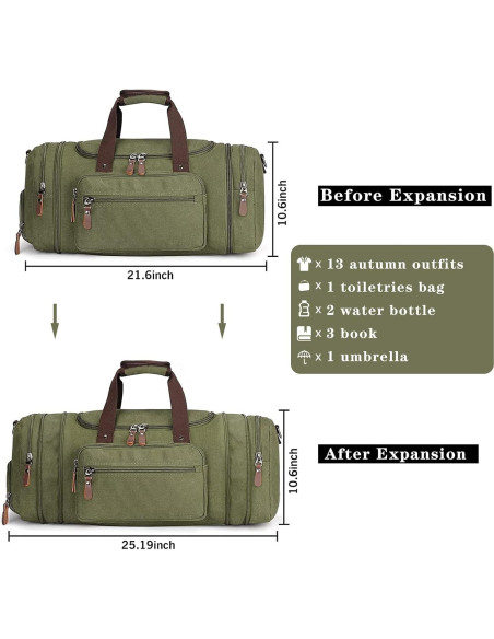 Bolsa de viaje Oflamn 55L con compartimento para zapatos - Verde militar Bolsa de viaje Oflamn 55L con compartimento para zapatos - Verde militar