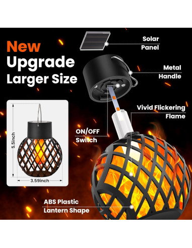 Luces Colgantes Solares GIGALUMI - Paquete de 4 con Llama