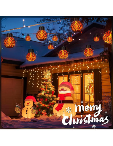 Luces Colgantes Solares GIGALUMI - Paquete de 4 con Llama