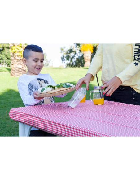 Mantel de Vinilo Plástico TopTableCloth 2pk 1.83x0.76m Rojo y Blanco Mantel de Vinilo Plástico TopTableCloth 2pk 1.83x0.76m Rojo y Blanco