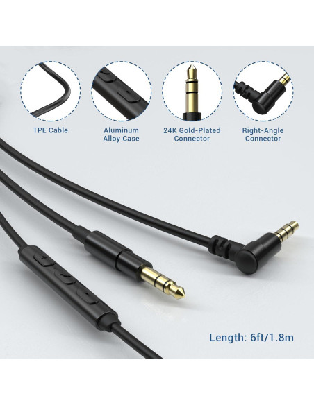 Cable de Reemplazo Cubilux 3.5mm para Auriculares 1.83m Cable de Reemplazo Cubilux 3.5mm para Auriculares 1.83m