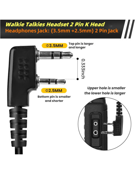 Paquete de 2 Auriculares Walkie Talkie VistaRise Tipo K Paquete de 2 Auriculares Walkie Talkie VistaRise Tipo K