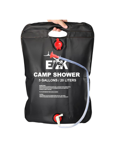 Bolsa de Ducha Portátil Solar Calentada ELK 19L para Camping