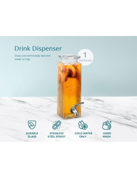 Dispensador de Bebidas KooK de Vidrio 2.37 L con Grifo Dispensador de Bebidas KooK de Vidrio 2.37 L con Grifo