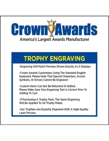 Trofeo de Copa de Oro Crown Awards 13.34 cm Grabado Personalizado