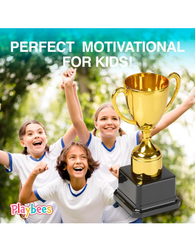 Trofeos de Plástico Dorado Playbees - Set de 3 - 17.78 cm