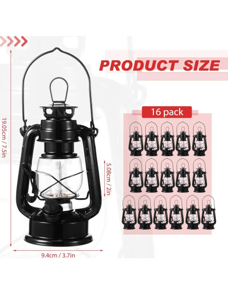 Hortsun 2 Lámparas de Camping LED Vintage Negras 20.32 cm Hortsun 2 Lámparas de Camping LED Vintage Negras 20.32 cm