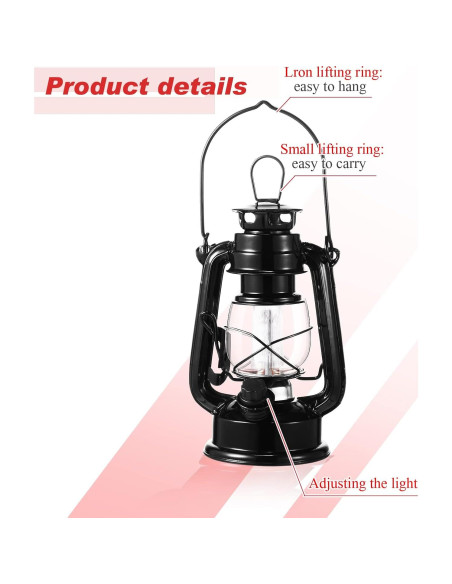 Hortsun 2 Lámparas de Camping LED Vintage Negras 20.32 cm Hortsun 2 Lámparas de Camping LED Vintage Negras 20.32 cm