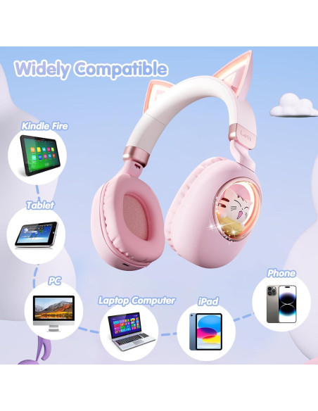 Auriculares Inalámbricos para Niños Esonstyle S21 Rosa - Bluetooth 5.4, Cancelación de Ruido, Volumen Seguro 85dB Auriculares Inalámbricos para Niños Esonstyle S21 Rosa - Bluetooth 5.4, Cancelación de Ruido, Volumen Seguro 85dB