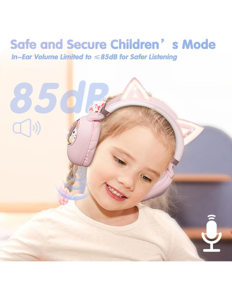 Auriculares Inalámbricos para Niños Esonstyle S21 Rosa - Bluetooth 5.4, Cancelación de Ruido, Volumen Seguro 85dB Auriculares Inalámbricos para Niños Esonstyle S21 Rosa - Bluetooth 5.4, Cancelación de Ruido, Volumen Seguro 85dB