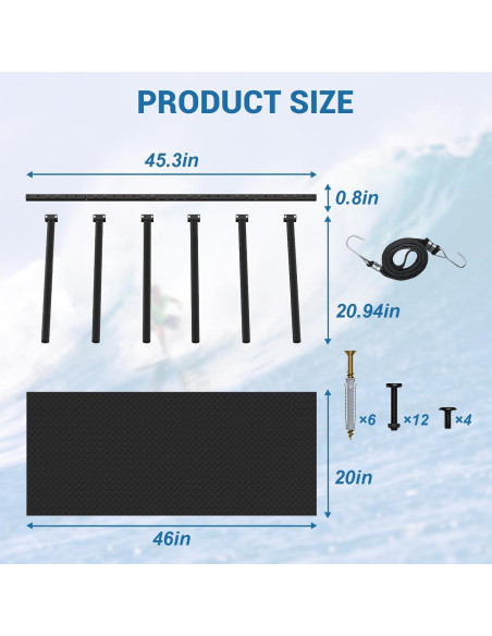 Soporte Vertical para Tablas de Surf LXVOOEE 6 Brazos Ajustable Soporte Vertical para Tablas de Surf LXVOOEE 6 Brazos Ajustable