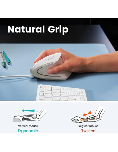 Ratón Ergonómico Vertical Perixx PERIMICE-513W Blanco 1000/1600 DPI